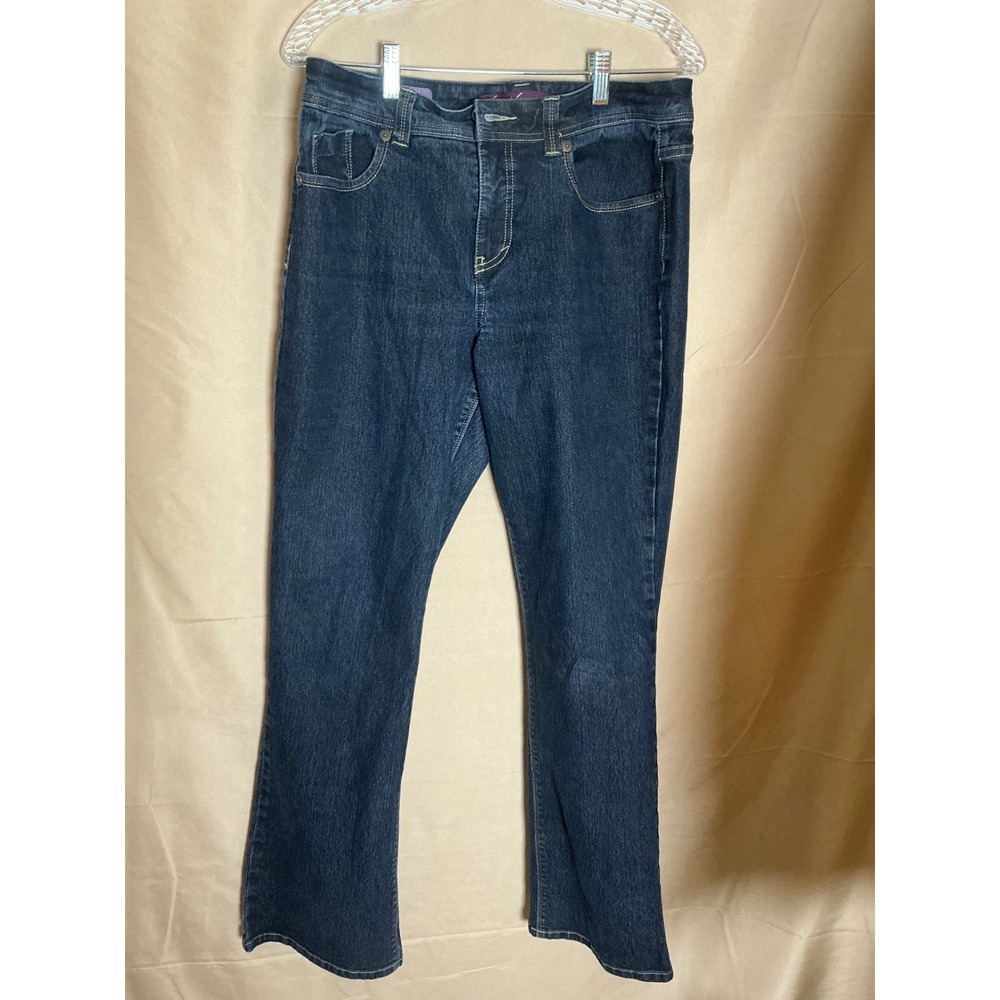 Gloria Vanderbilt Isabelle Flare Jeans Womens 12 Dark Blue Excellent Mid Rise